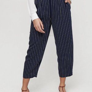BRAND NEW Aritzia Navy Striped Trousers (Size 4)